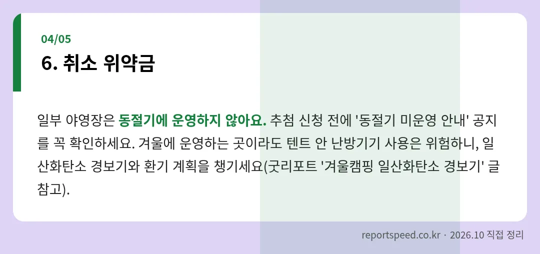 취소 위약금 정리 표 이미지