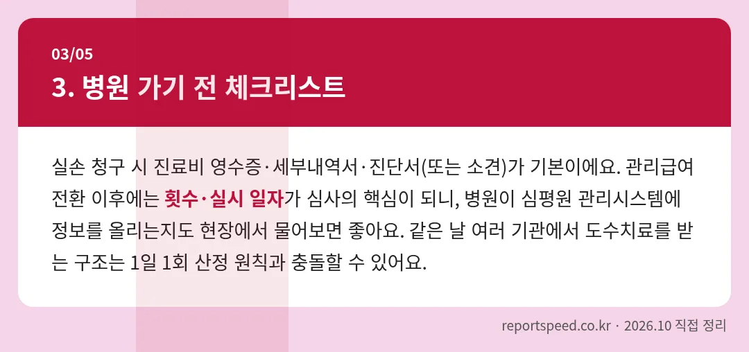 병원 가기 전 체크리스트 정리 표 이미지