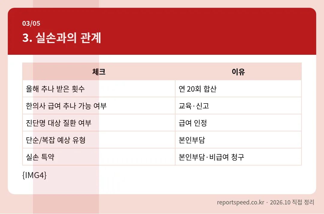 실손과의 관계 정리 표 이미지
